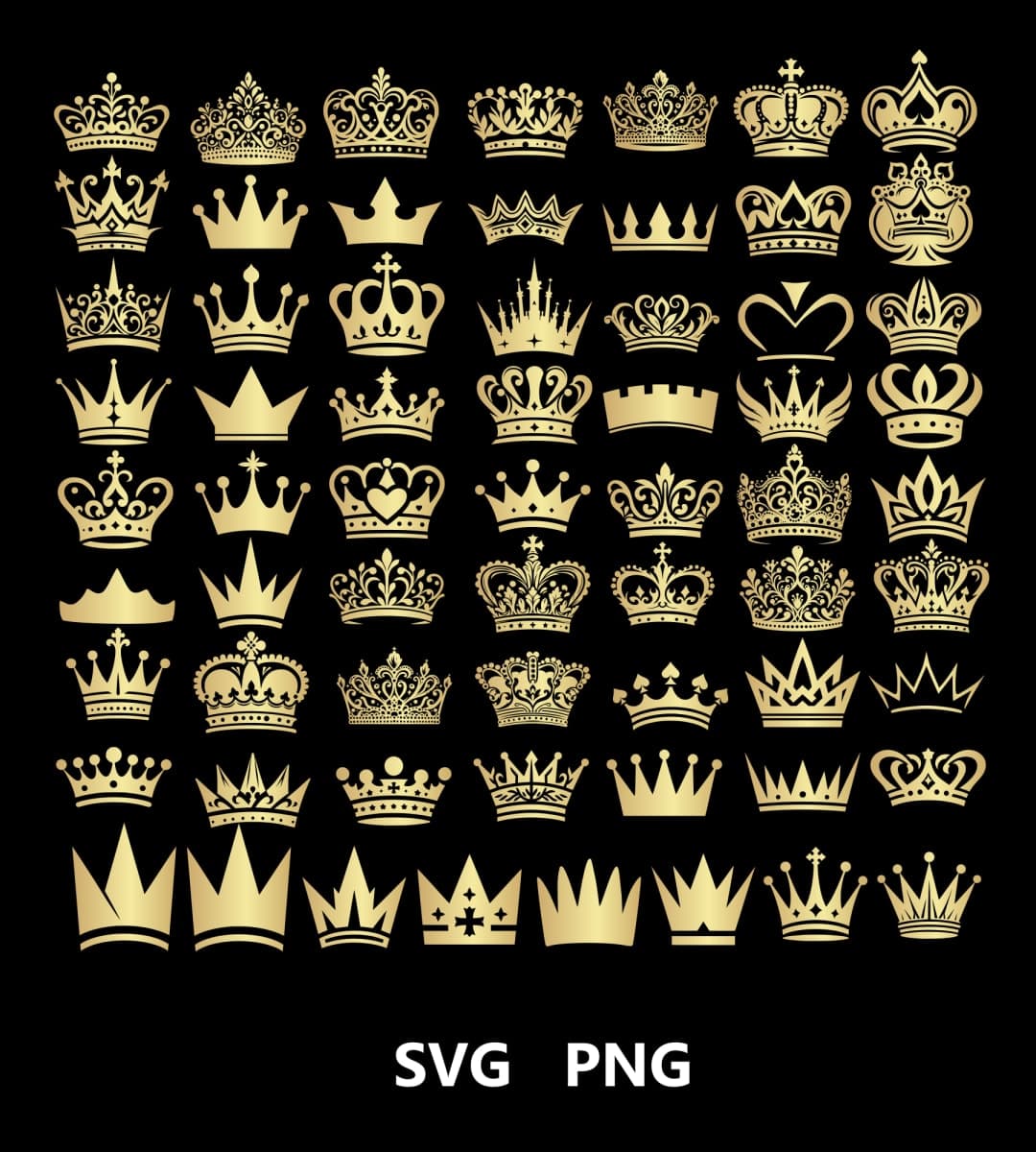 Gold Crown Tiara SVG PNG Bundle