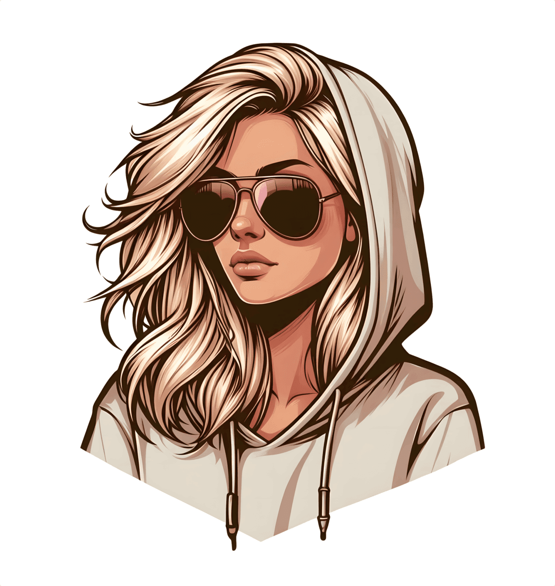 Blonde in Hoodie and Aviator Sunglasses PNG