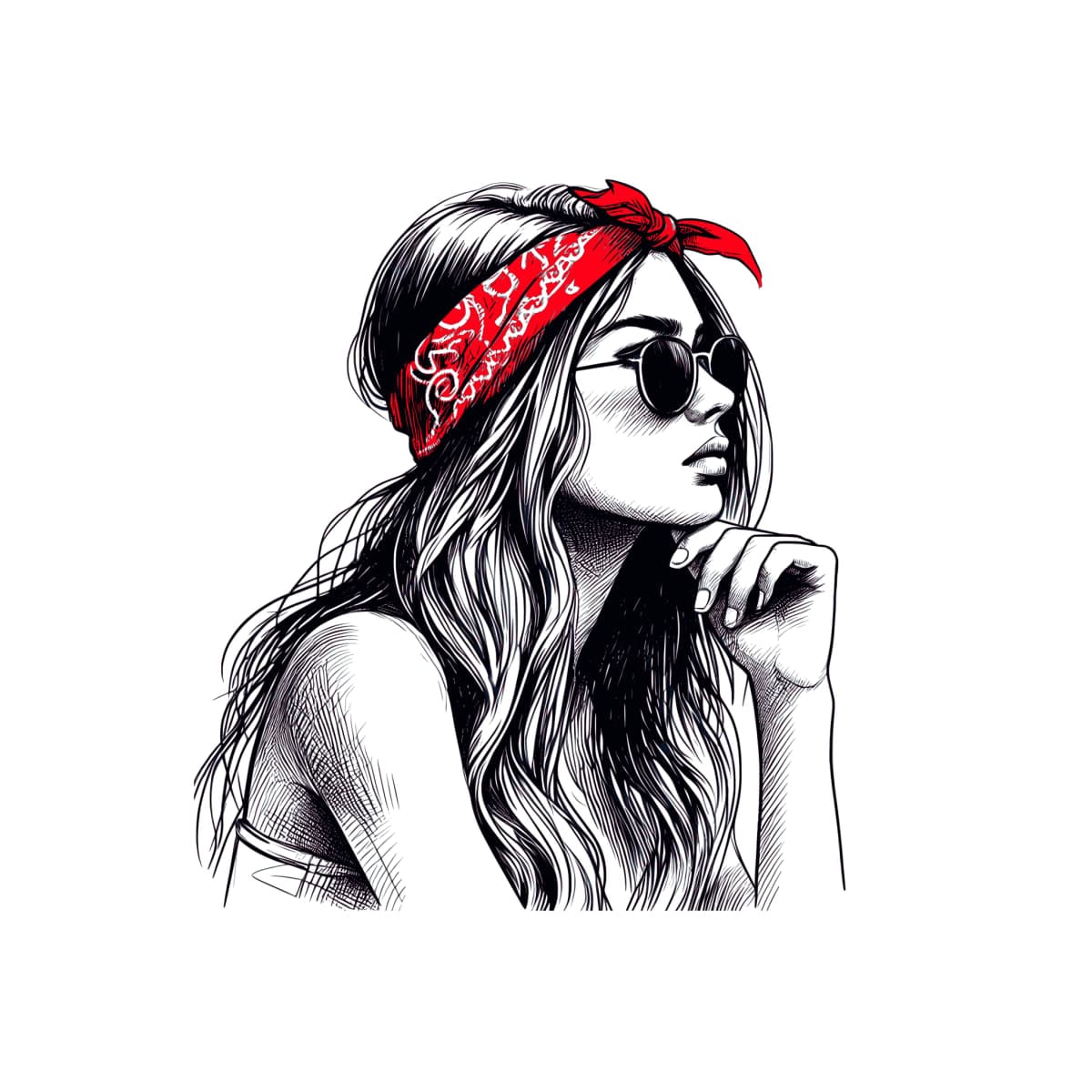 Girl in Red Bandana PNG